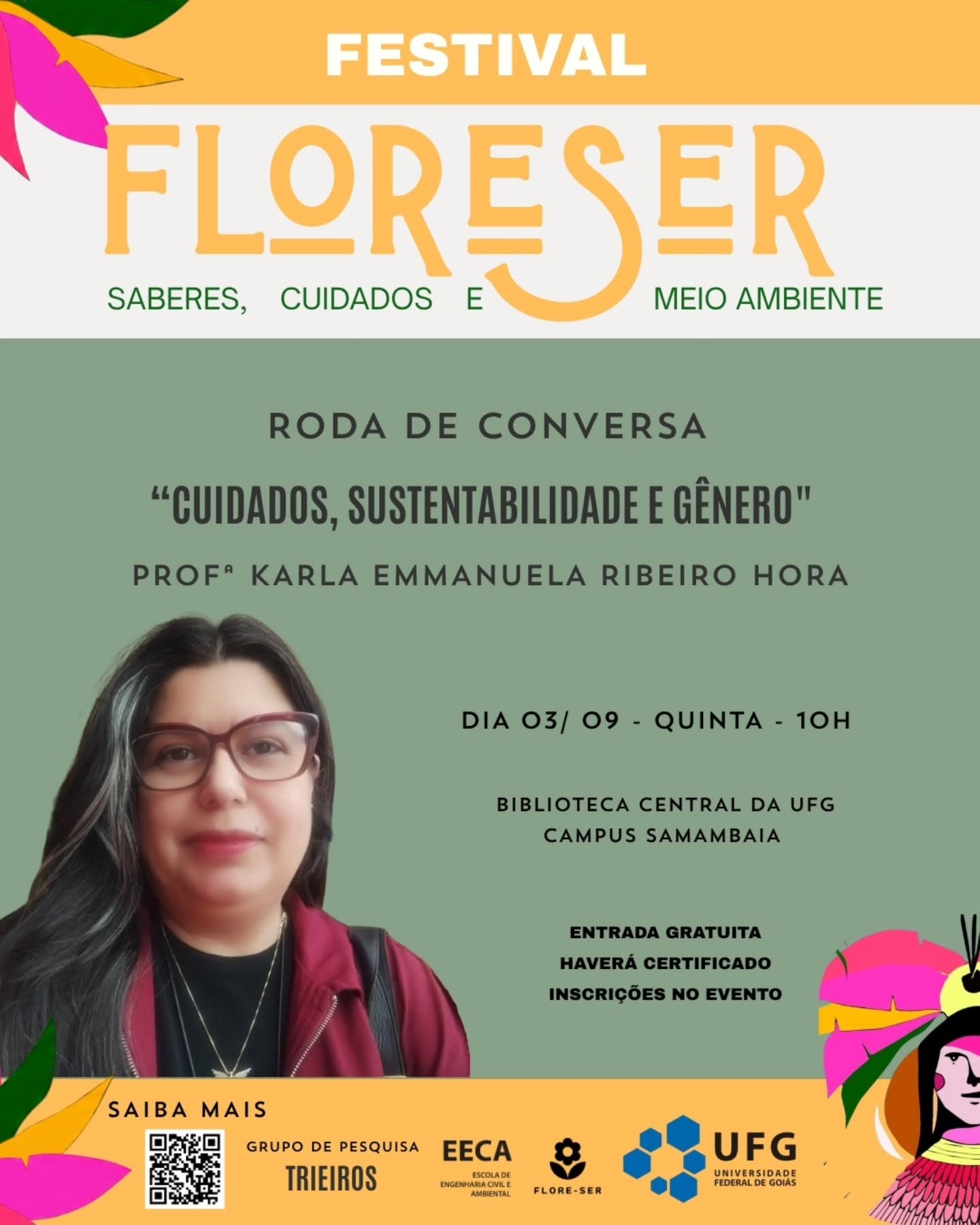 Imagem da publicação: 🌿 Roda de Conversa no Festival FLORE-SER: Cuidados, Sustentabilidade e Gênero
