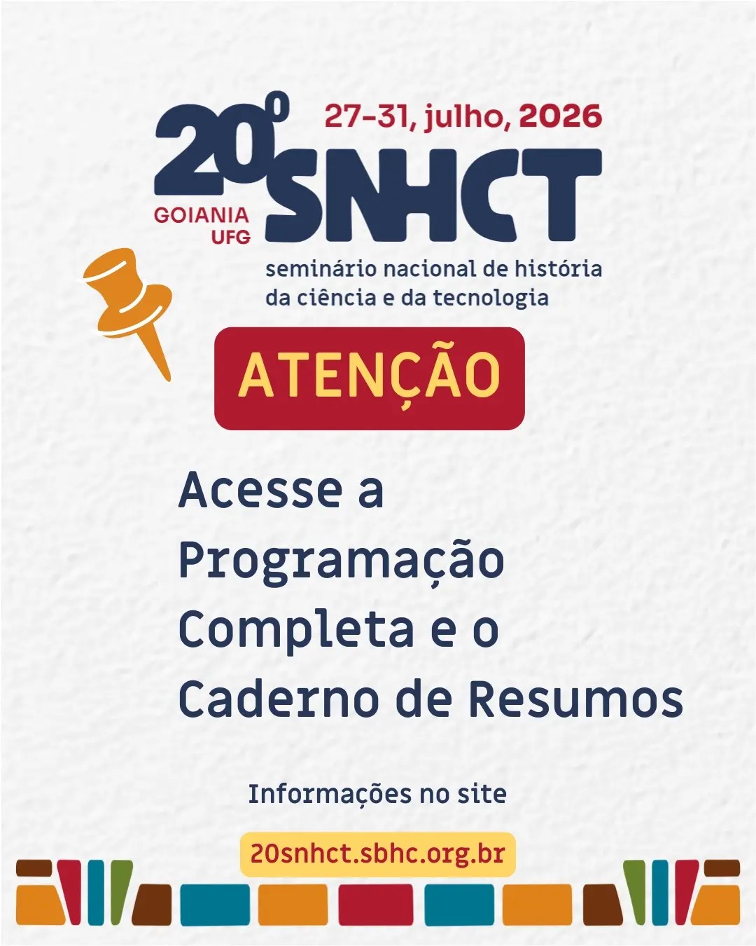 Imagem da publicação: Programação completa do 20º SNHCT disponível
