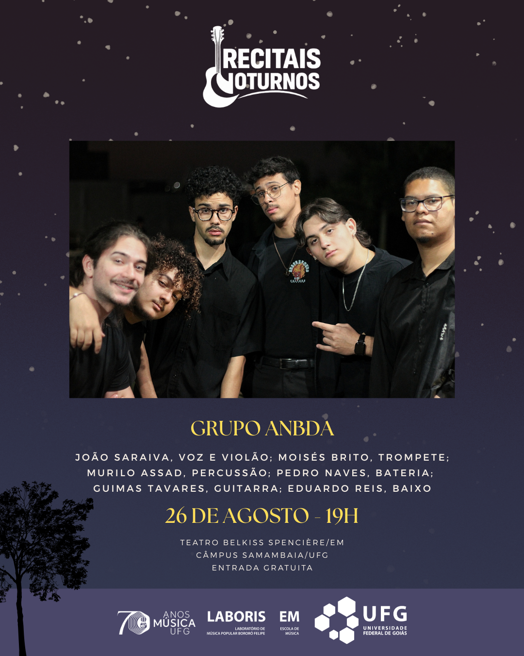 Imagem da publicação: Recitais Noturnos: Grupo ANBDA apresenta João Saraiva, Moisés Brito e mais