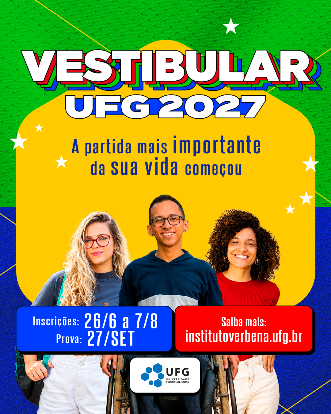 Imagem da publicação: Inscrições para o Vestibular UFG 2027 estão abertas; processo seletivo oferece