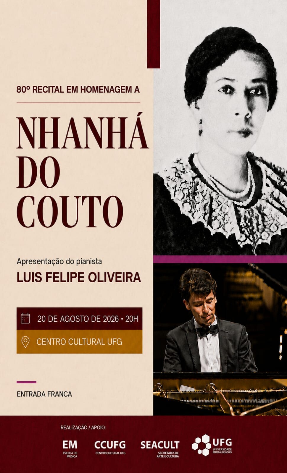 Imagem da publicação: 80° Recital em Homenagem à Nhanhá do Couto acontece no Centro Cultural UFG