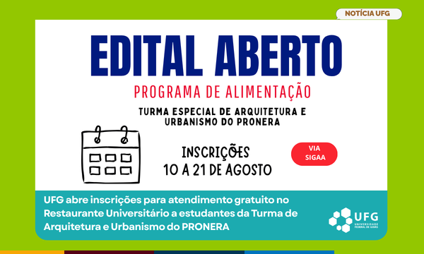 Imagem da publicação: Inscrições abertas para atendimento gratuito no RU para estudantes do PRONERA