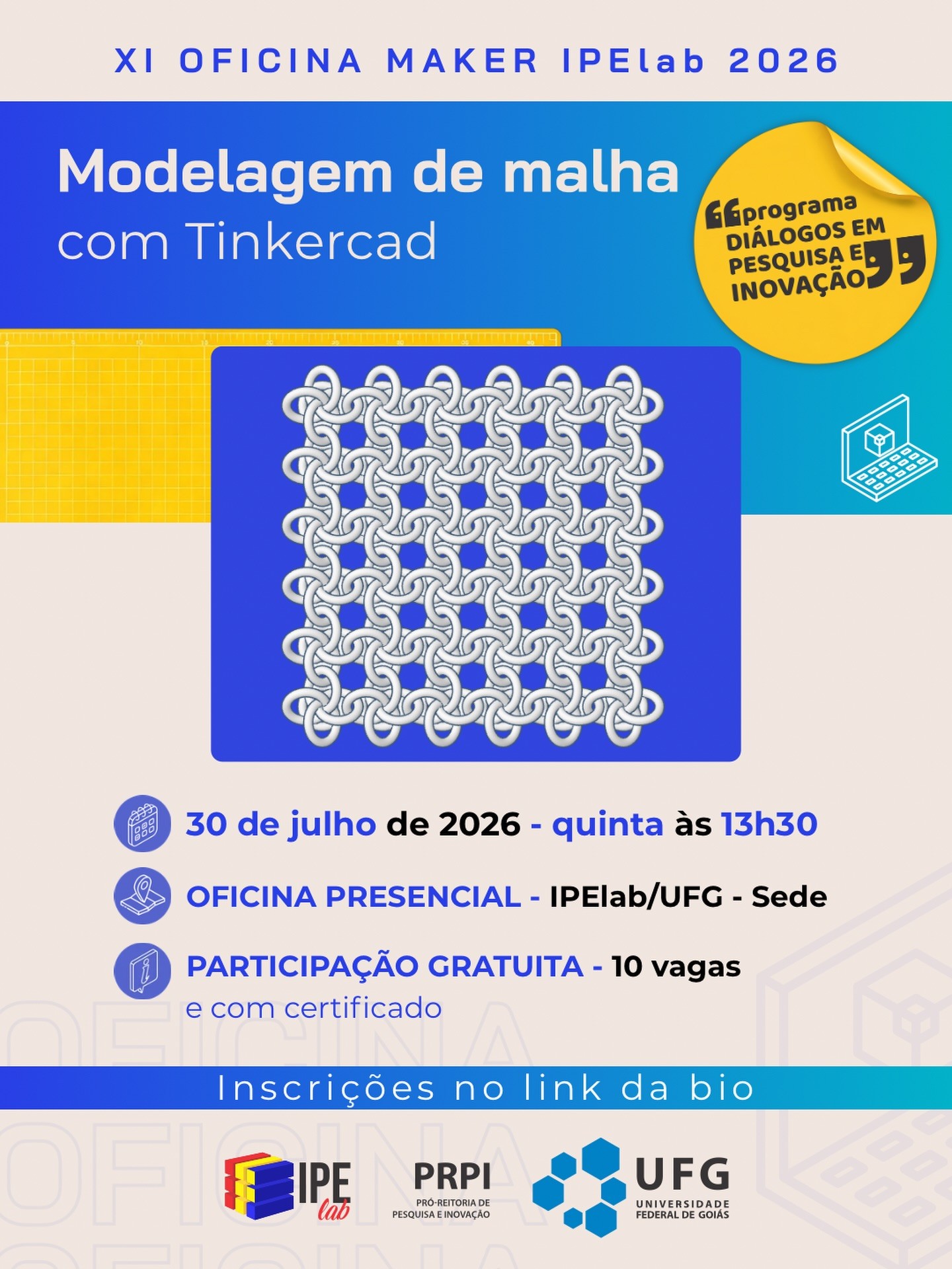 Imagem da publicação: Oficina Maker de Modelagem 3D com Tinkercad e Impressão 3D