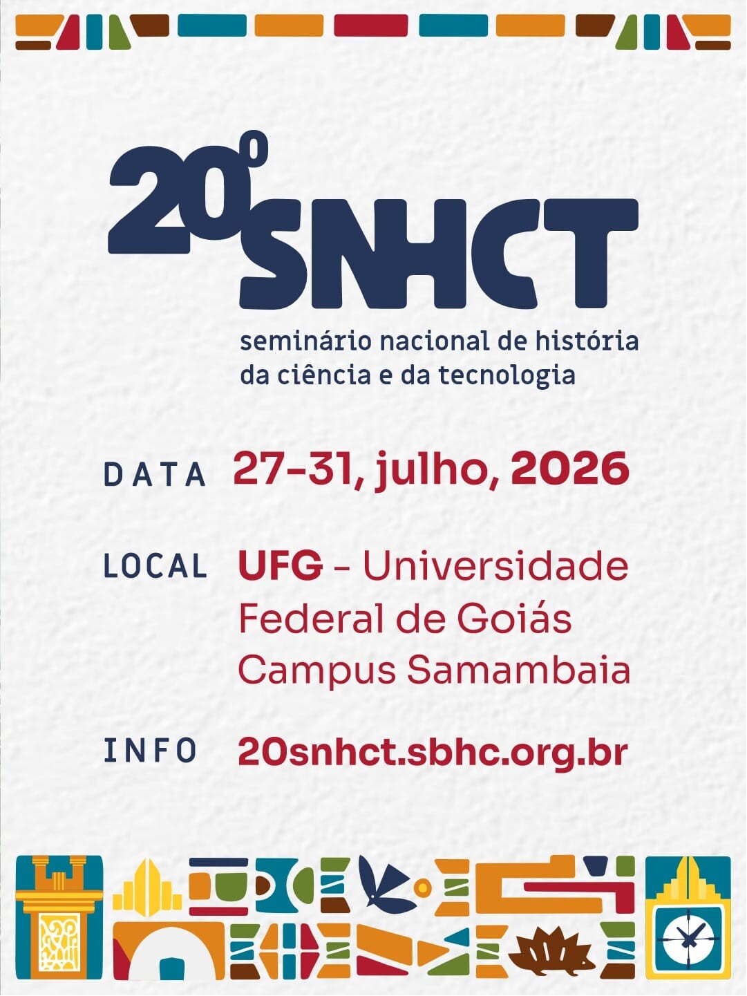 Imagem da publicação: 20º Seminário Nacional da SBHC começa amanhã na UFG