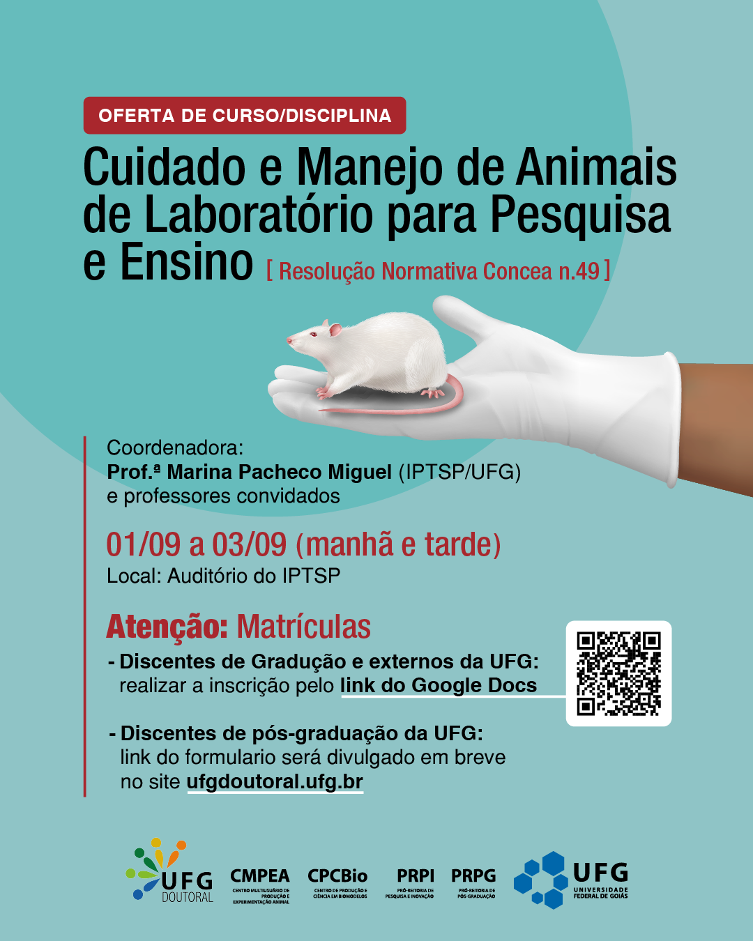 Imagem da publicação: Capacitação em ética e prática para uso de animais em pesquisa está com informações sobre o processo