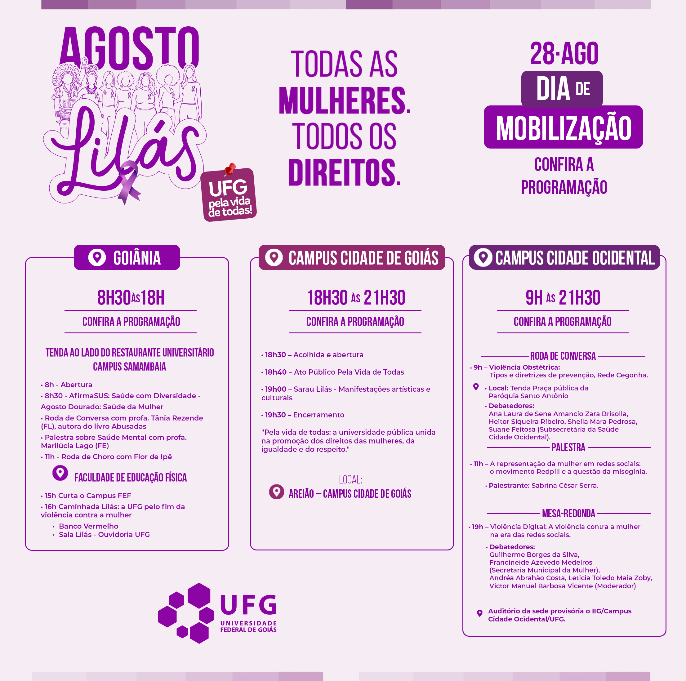 Imagem da publicação: Agosto Lilás 2026: mobilização contra a violência à mulher na UFG