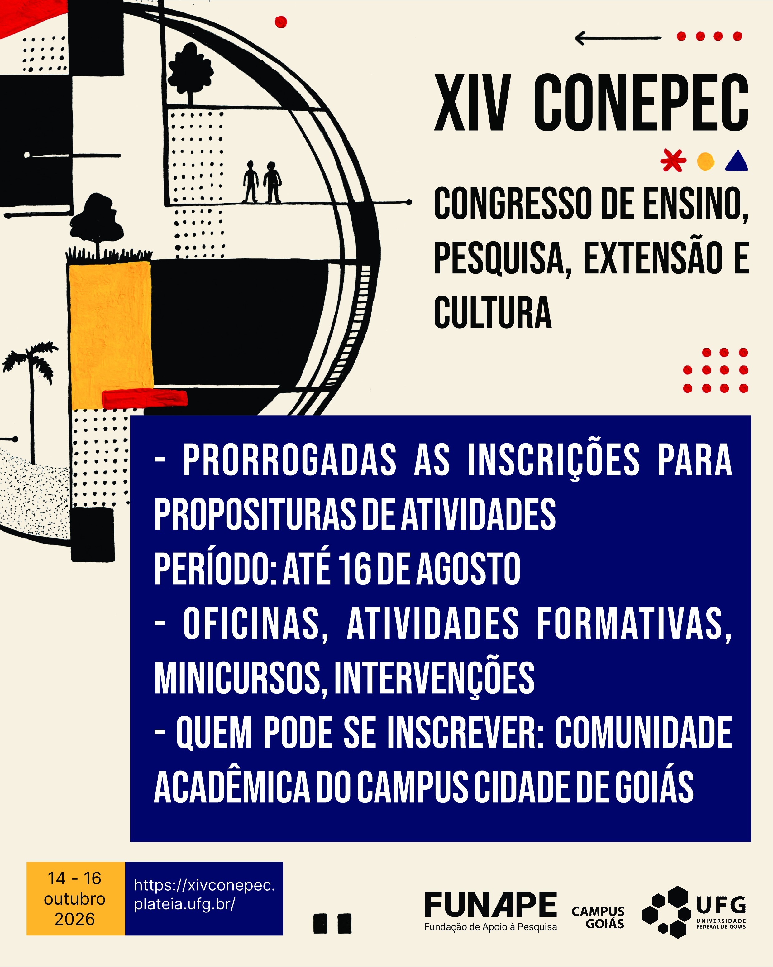 Imagem da publicação: Inscrições prorrogadas para propor atividades no Campus Cidade de Goiás