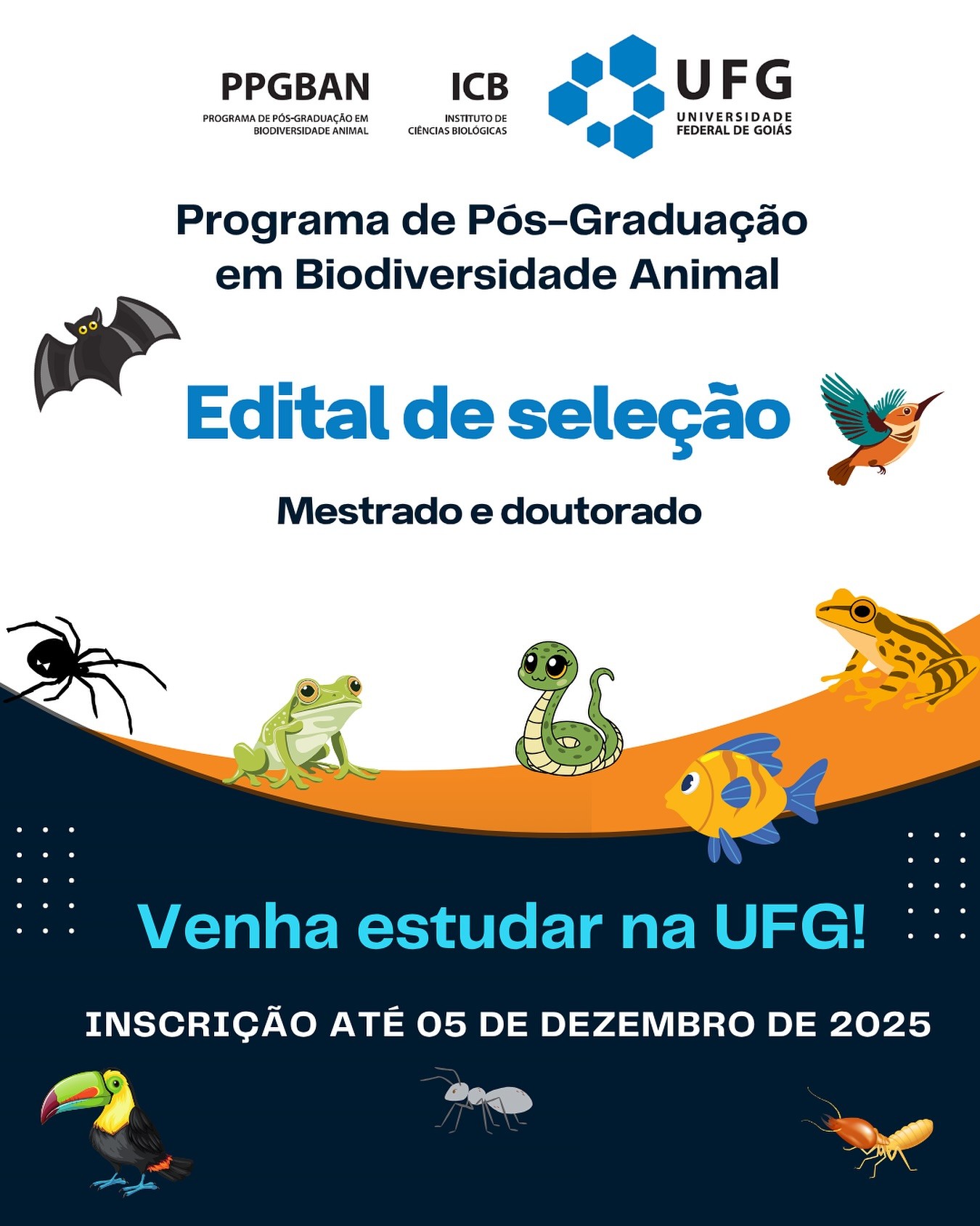 Imagem da publicação: Edital de seleção para mestrado e doutorado em Biodiversidade Animal