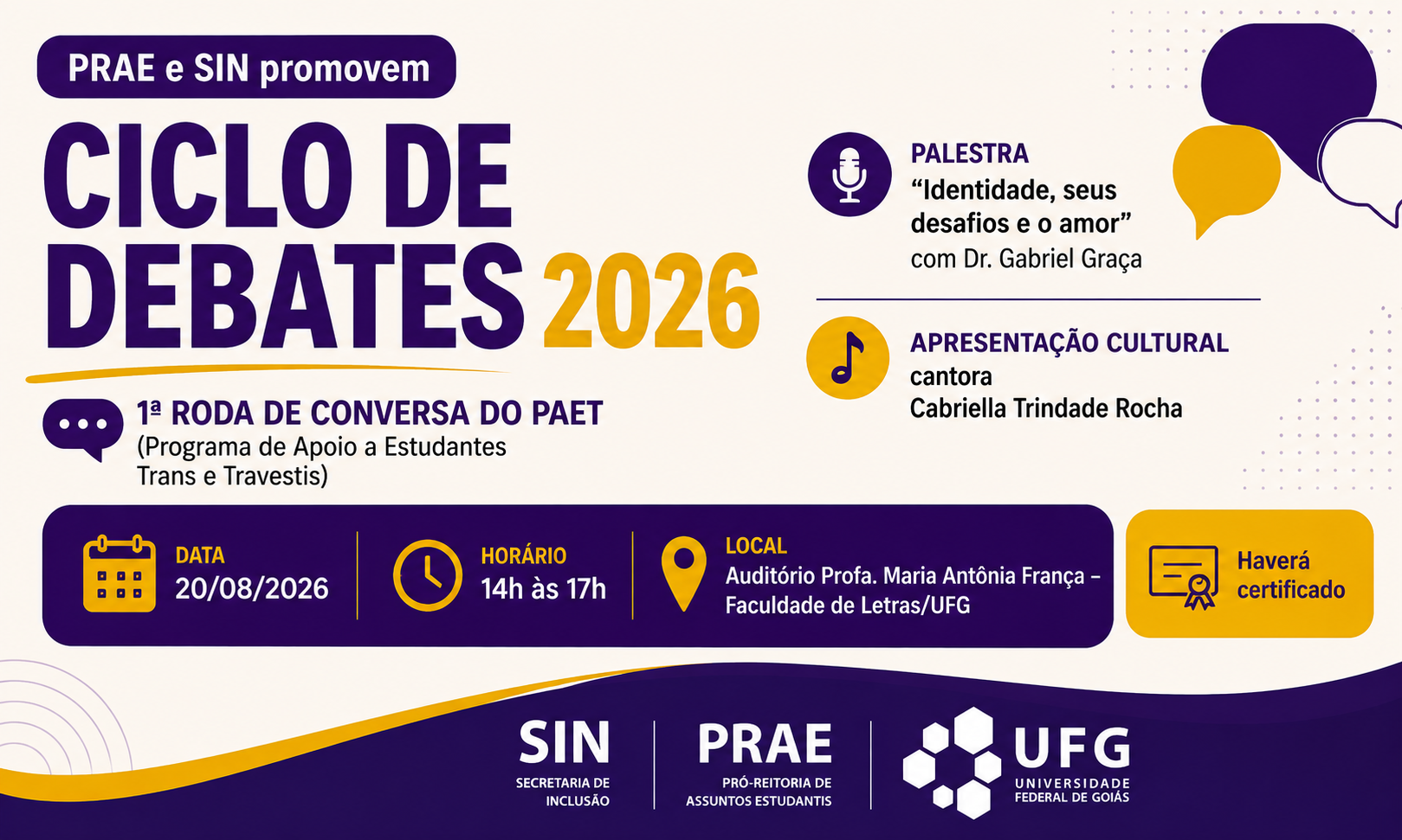 Imagem da publicação: Ciclo de Debates 2026: palestra sobre identidade e apresentação cultural
