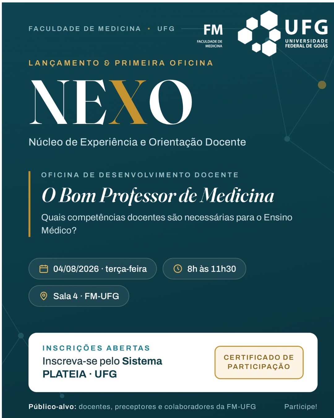 Imagem da publicação: Oficina 'O Bom Professor de Medicina' abre atividades do NEXO em 4 de agosto