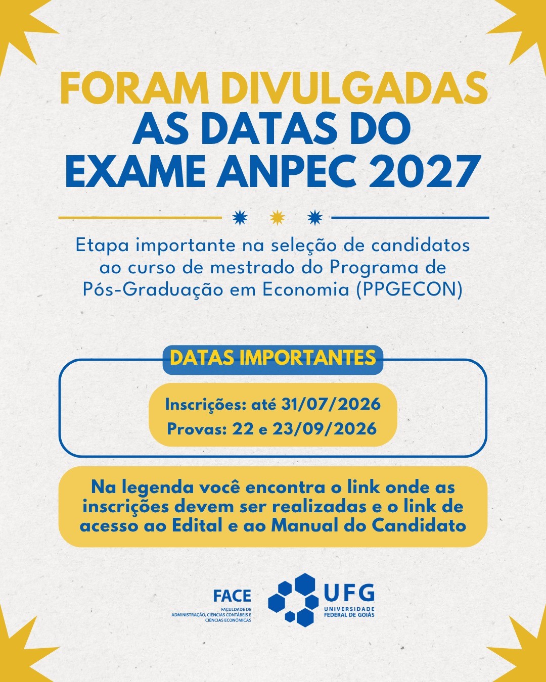 Imagem da publicação: Exame ANPEC 2027: datas das provas já estão disponíveis