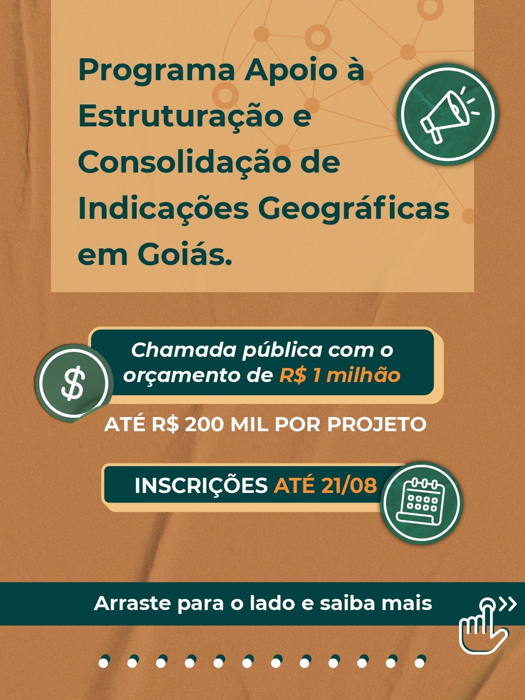 Imagem da publicação: R$ 1 milhão para Indicações Geográficas em Goiás — inscrições até 21/08