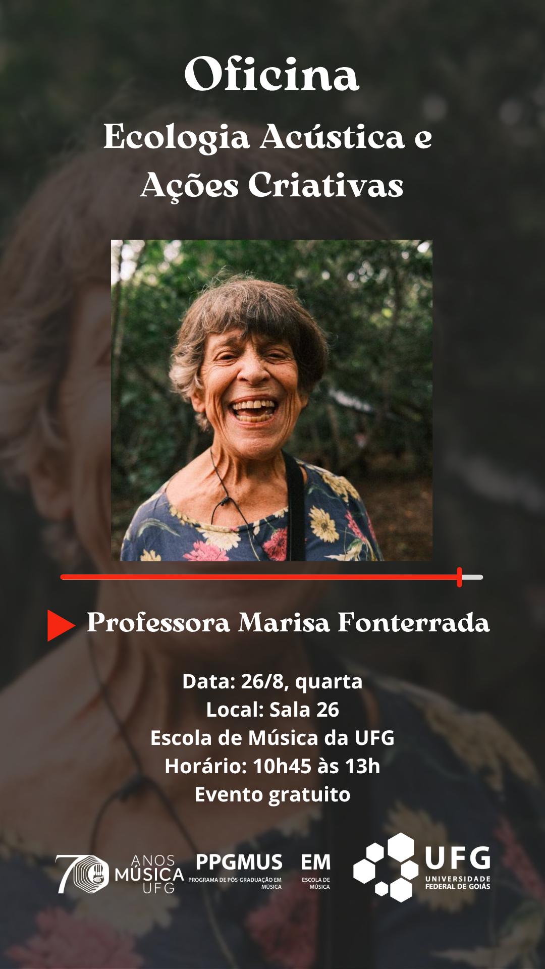 Imagem da publicação: Oficina Ecologia Acústica e Ações Criativas com professora Marisa Fonterrada
