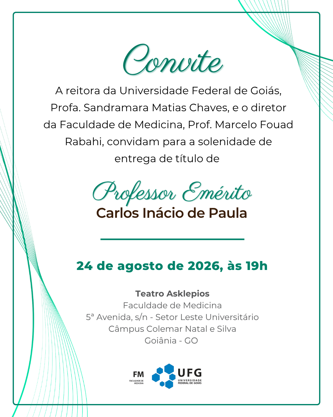 Imagem da publicação: Professor Emérito: Carlos Inácio de Paula é homenageado pela UFG