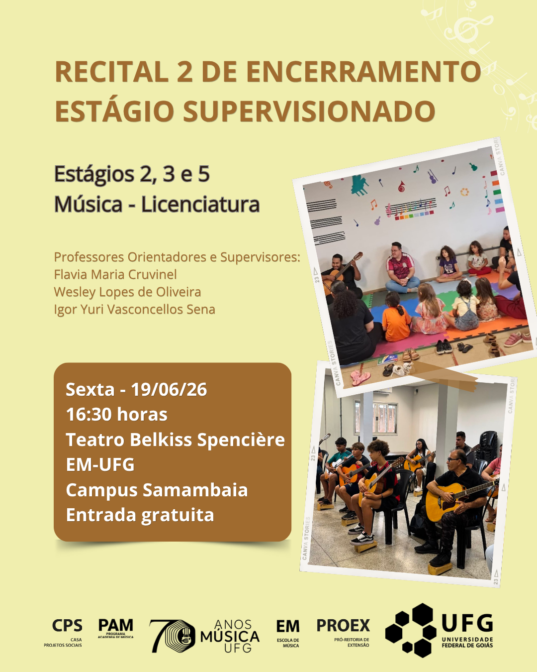 Imagem da publicação: 🎵 Recital 2 de Encerramento do Estágio Supervisionado (Música Licenciatura/UFG)