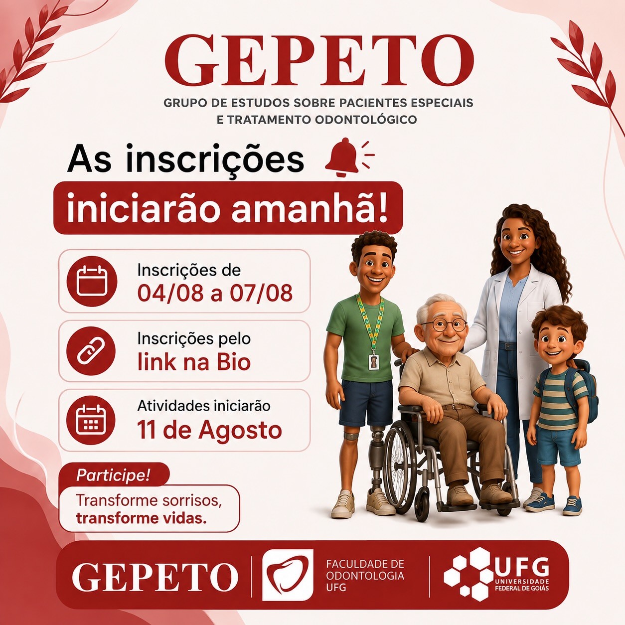 Imagem da publicação: GEPETO 2026/2: inscrições para grupo de estudos sobre pacientes especiais