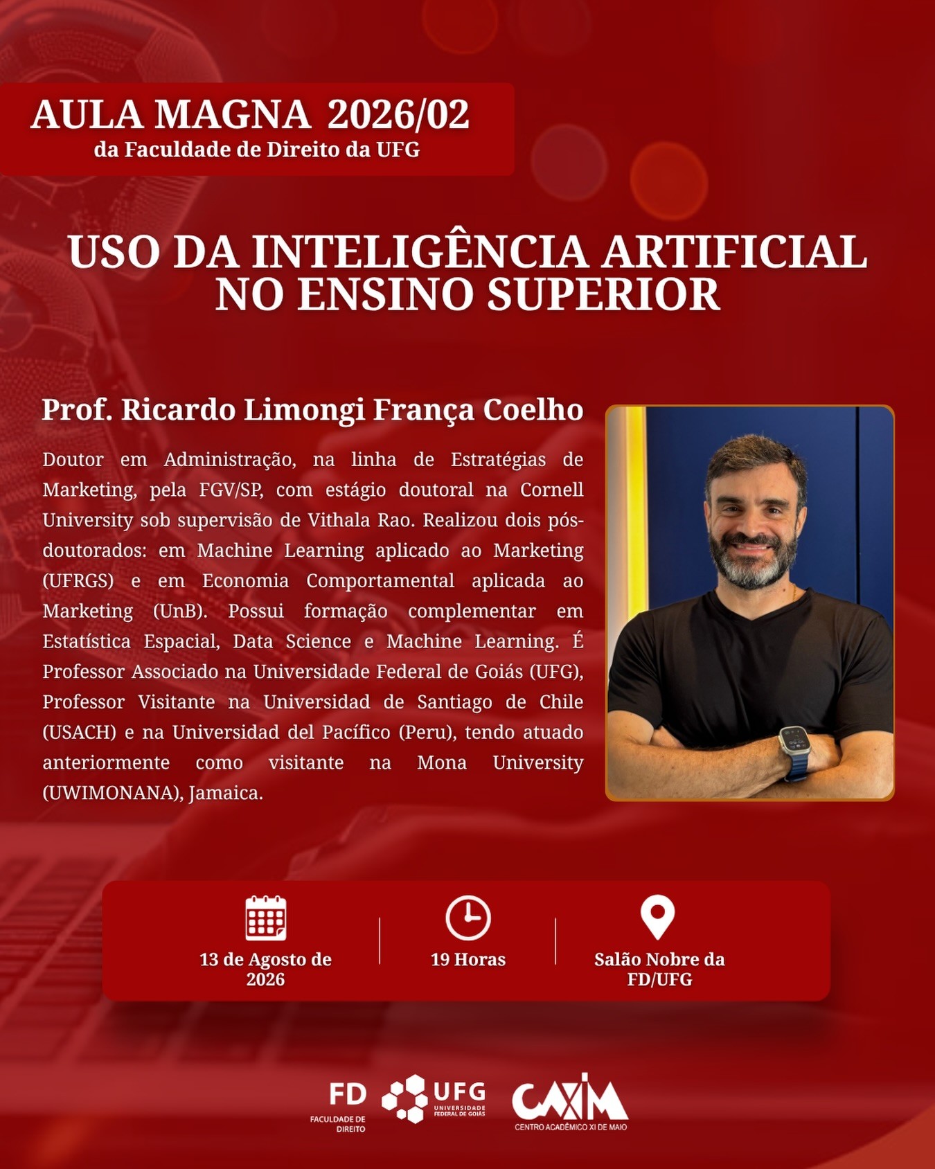 Imagem da publicação: Aula Magna 2026/2 da Faculdade de Direito com Prof. Ricardo Limongi